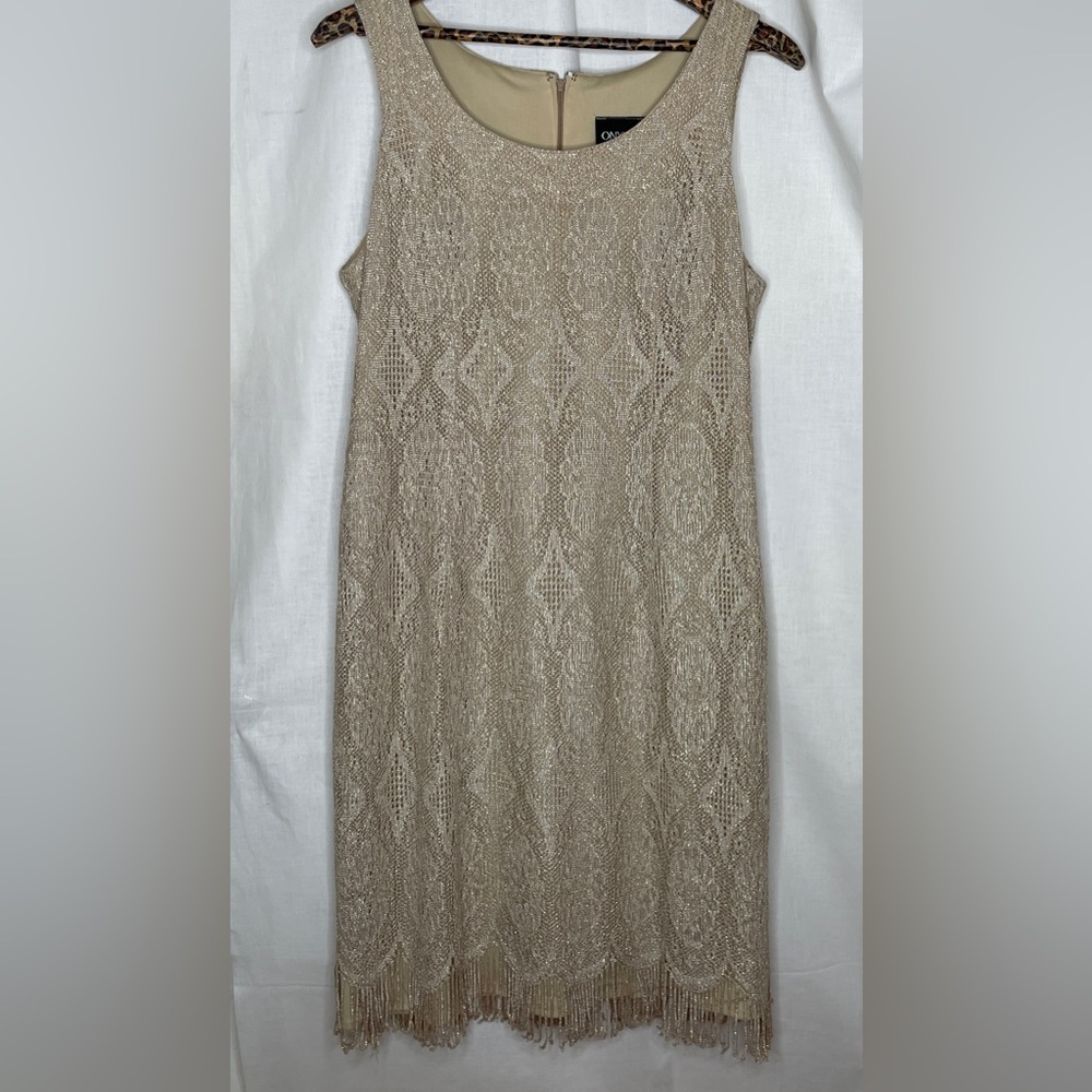 ONYX Nite Sparkly Gold Dress with Fringe.